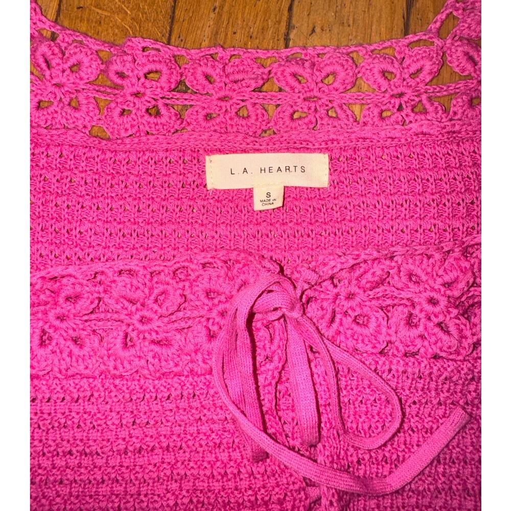 LA Hearts Size Small Amalfi Tied Up Long Sleeve Sweater Pink Cardigan Shrug Ties - Picture 6 of 7